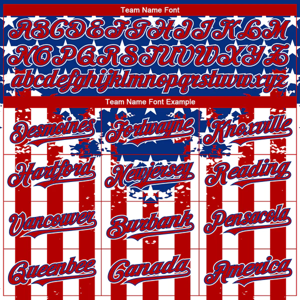 Custom Red Royal-White 3D American Flag Authentic Baseball Jersey - Image 4