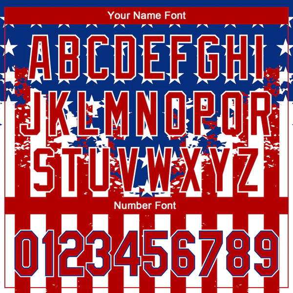 Custom Red Royal-White 3D American Flag Authentic Baseball Jersey - Image 3