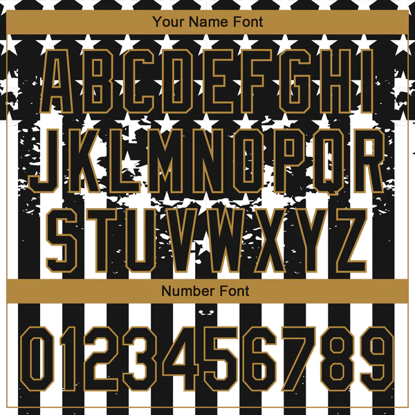 Custom Black Old Gold-White 3D American Flag Authentic Baseball Jersey - Image 5