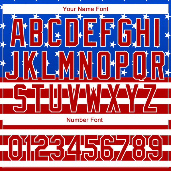 Custom Royal Red-White 3D American Flag Fashion Two-Button Unisex Softball Jersey - Image 3