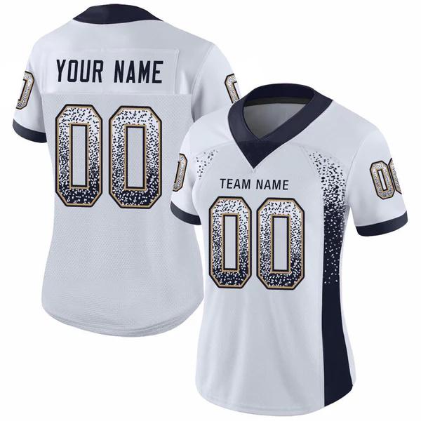 Custom White Navy-Old Gold Mesh Drift Fashion Football Jersey - Image 2