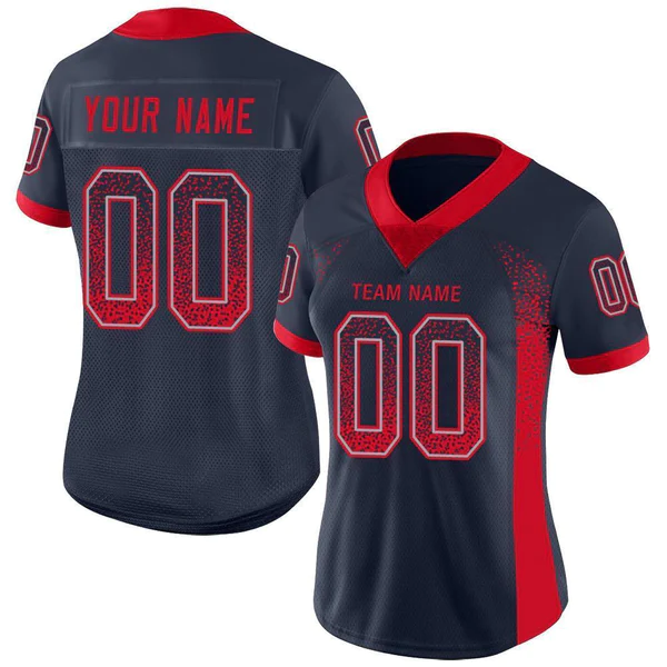 Custom Navy Scarlet-Gray Mesh Drift Fashion Football Jersey - Image 2